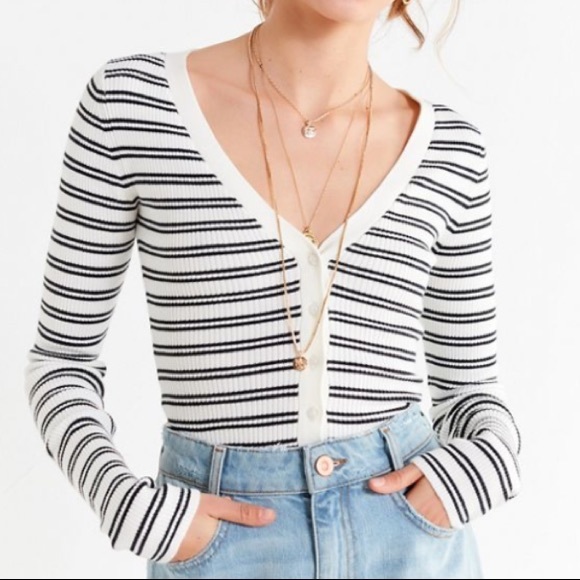 Urban Outfitters Sweaters - UO Lolita Button Down Striped Cardigan Top